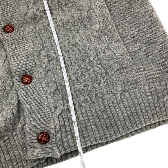 Tasso Elba Gray Lambswool blend Shawl collar Elbow Patches cardigan sweater  L - Picture 9 of 9